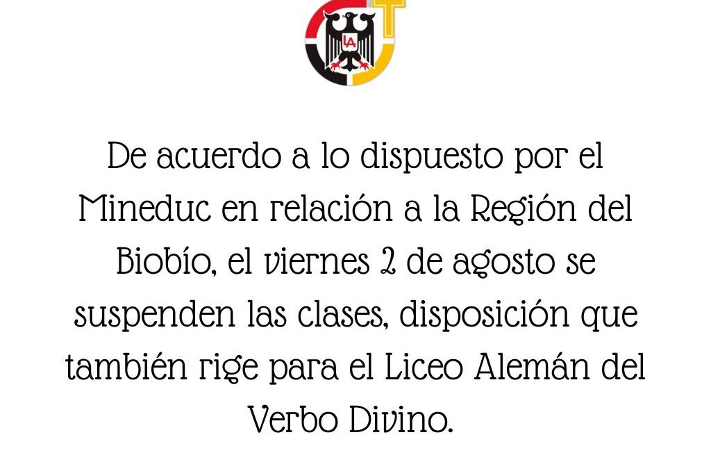 Suspensión clases viernes 2 de agosto